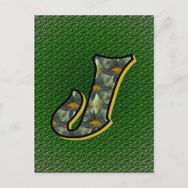 Mit Monogramm Initial J Black Daisies Postcard Postkarte (Vorderseite)