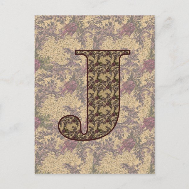 Mit Monogramm Initial J Elegante Postkarte (Vorderseite)