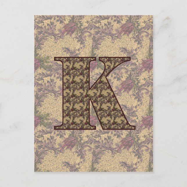 Mit Monogramm Initial K Elegante Postkarte (Vorderseite)