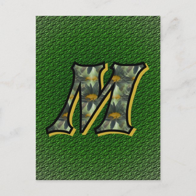 Mit Monogramm Initial M Black Daisies Postkarte (Vorderseite)