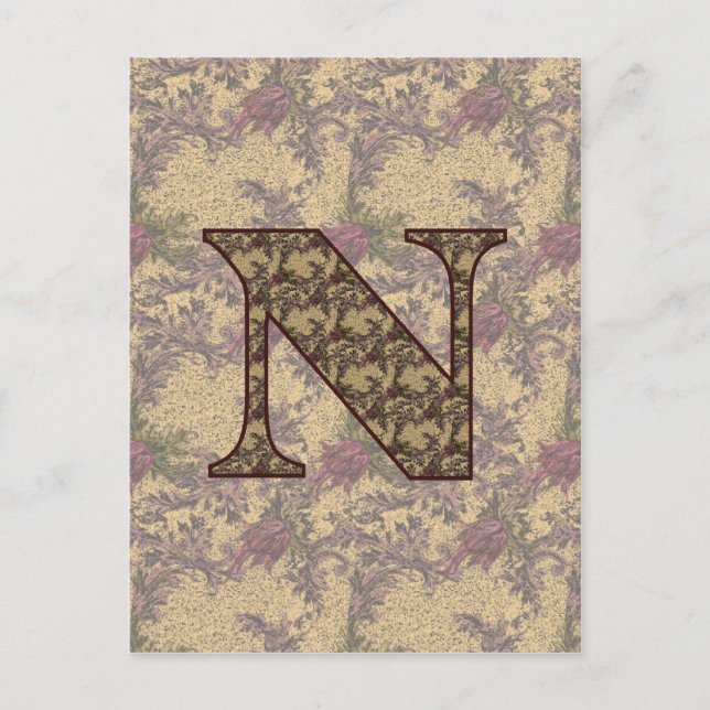 Mit Monogramm Initial N Elegante Postkarte (Vorderseite)