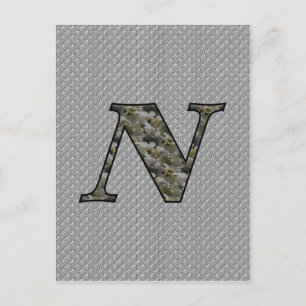 mit Monogramm Initial N Hydrangea Floral Postkarte
