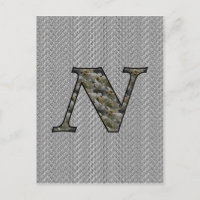 Mit Monogramm Initial N Hydrangea Floral Postkarte