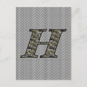 Mit Monogramm initiale H Hydrangea florale Postkar Postkarte