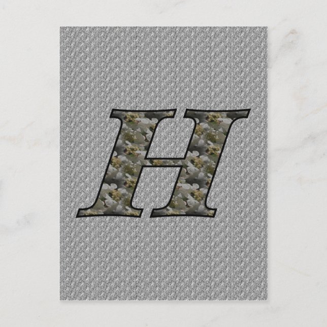 Mit Monogramm initiale H Hydrangea florale Postkar Postkarte (Vorderseite)