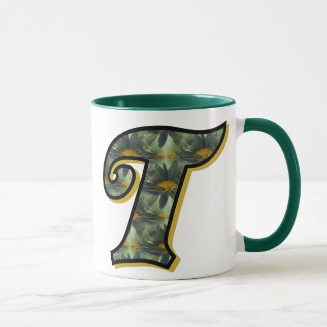 Mit Monogramm initiale T Daisies-Tasse Tasse (Rechts)