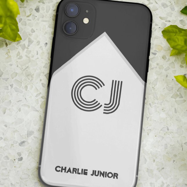 Mit Monogramm Initialen Minimalistisch Schwarz und Case-Mate iPhone Hülle (Von Creator hochgeladen)