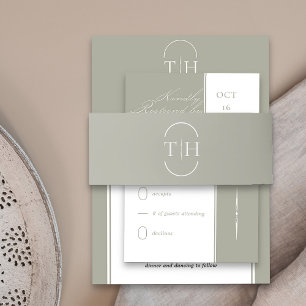 Mit Monogramm Initialen zeigen Grüne Hochzeit Einladungsbanderole