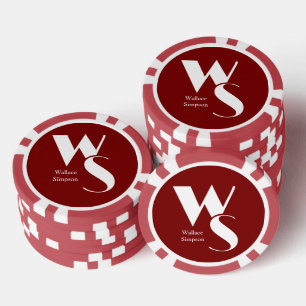 Mit Monogramm Initialnamen Rot und Weiß spielen Pokerchips