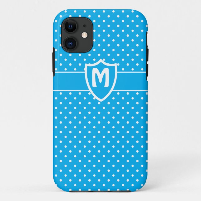 Mit Monogramm iPhone 5 Fall, Türkis Polka Dots Case-Mate iPhone Hülle (Rückseite)