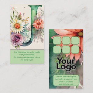 Mit Monogramm J Daisy Floral Watercolor Logodurchl Visitenkarte