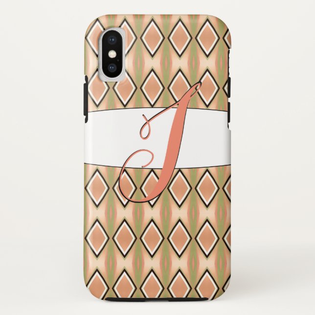 Mit Monogramm J-Phone-Case in Rosa und Grüntöne Case-Mate iPhone Hülle (Rückseite)