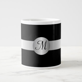 Mit Monogramm Jumbo-Tasse in Schwarz und Silber