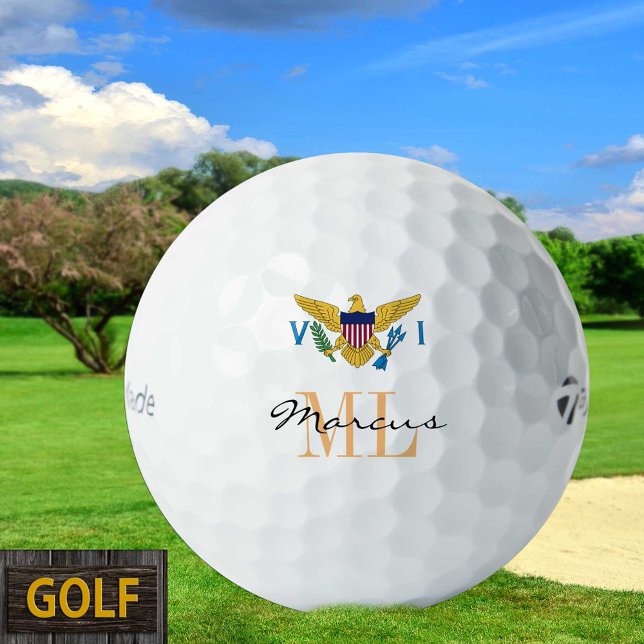 Mit Monogramm Jungfrau Islands Flag, USA Golf Ball (Von Creator hochgeladen)