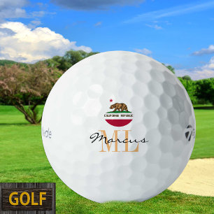 Mit Monogramm kalifornische Flagge & Kalifornien, Golfball