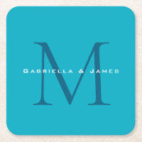 Mit Monogramm Kalligrafie Azure Blue Moderne Schli