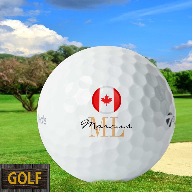 Mit Monogramm kanadische Flagge & Kanada Golf Ball (Von Creator hochgeladen)