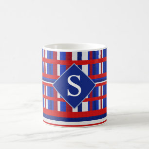 mit Monogramm Karierte Patriot Red White & Blue Kaffeetasse