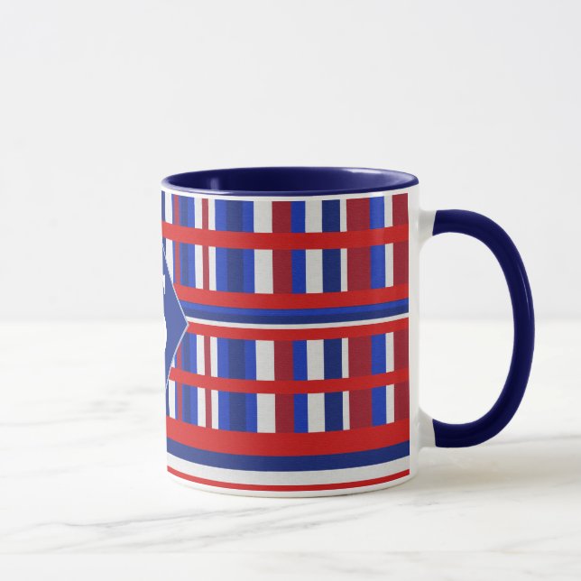 Mit Monogramm Karierte Patriot Red White & Blue Tasse (Rechts)