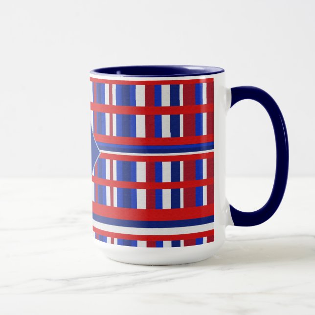 Mit Monogramm Karierte Patriot Red White & Blue Tasse (Rechts)