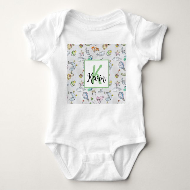 Mit Monogramm Karosserieanzug für Kleinkinder Baby Strampler (Vorderseite)