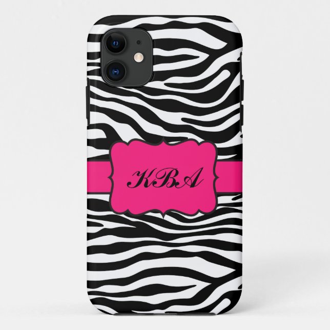 Mit Monogramm Kasten iPhone5 des Zebra-Streifens Case-Mate iPhone Hülle (Rückseite)