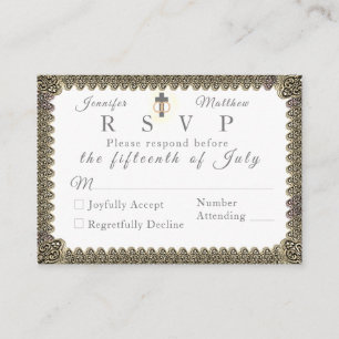 Mit Monogramm katholischer Jahrgang Hochzeitskarte Begleitkarte