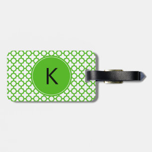 Mit Monogramm Kelly Green Quatrefoil Muster Gepäckanhänger