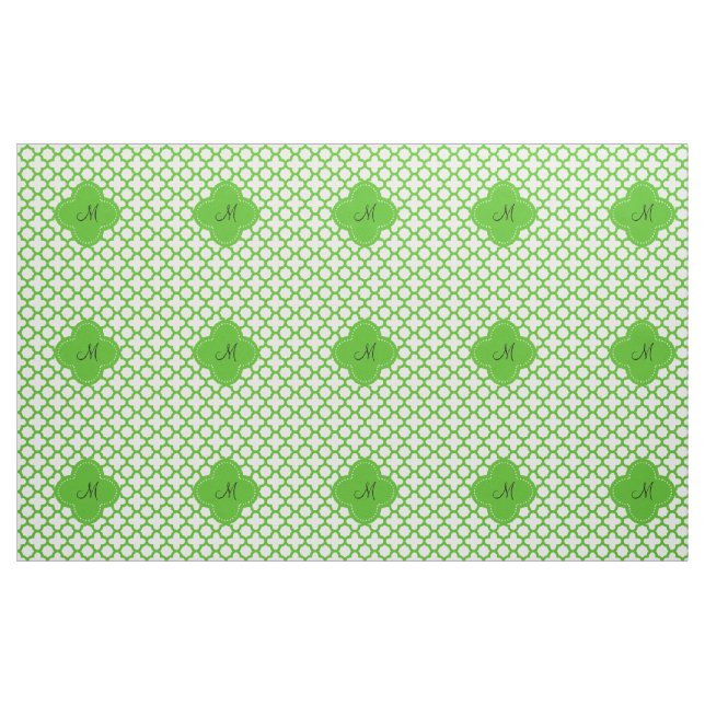 Mit Monogramm Kelly Green Quatrefoil Muster Stoff (Yard (91,4 cm))