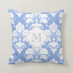 Mit Monogramm Kissen aus Weiß und Wedgewood Blue D