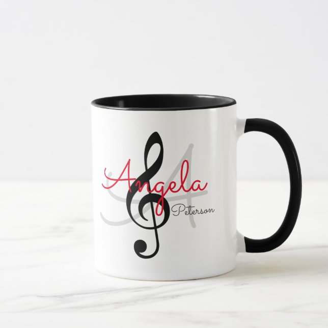 mit Monogramm Klammer, Musik Tasse (Rechts)