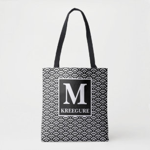 Mit Monogramm klassische Serif-BW-Vintage Waves