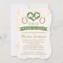 Mit Monogramm Kleeblatt-und Hufeisen-Brautparty Einladung