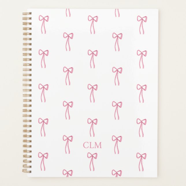 Mit Monogramm kleiner Bow Pink Planner Planer (Vorderseite)