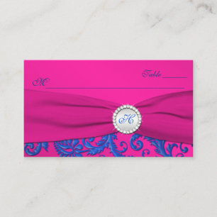 Mit Monogramm Kobalt- und Fuchsien-Platzkarten Platzkarte