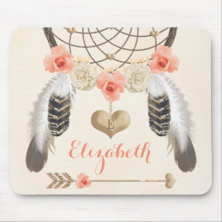 Mit Monogramm Koralle und Gold Dreamcatcher und Mousepad