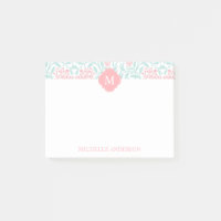 Mit Monogramm Koralle und tadelloser Blumendamast