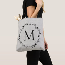 Mit Monogramm Kranz mit Leinenhintergrund