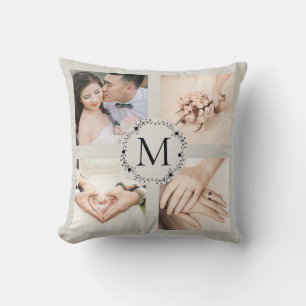 Mit Monogramm Kranz mit Namen und Est-Datum Kissen