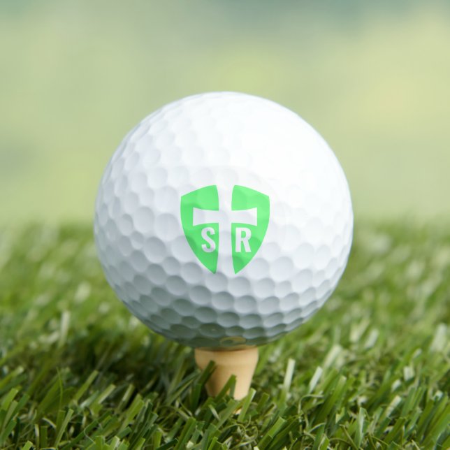 Mit Monogramm Kreuzschild-Initialen Christlich grü Golfball (Insitu T-Shirt)