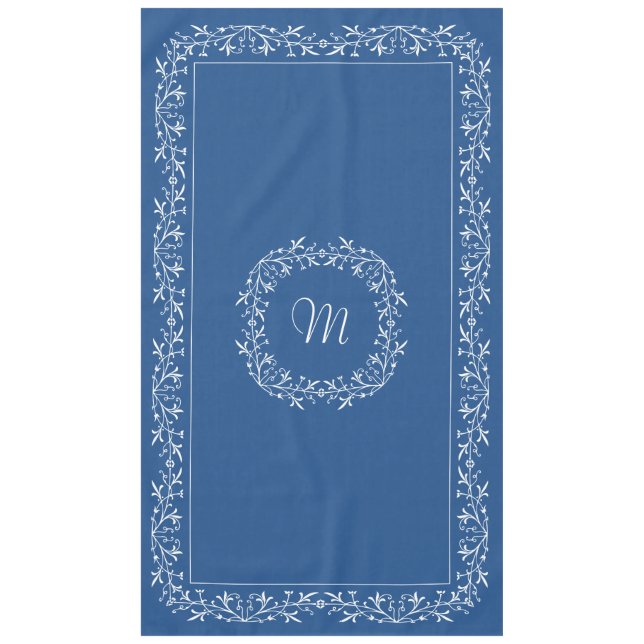 Mit Monogramm kundenspezifischer Text-blaue Tischdecke (Vorderseite)