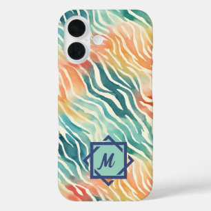 Mit Monogramm, künstlerisches Muster iPhone 16 Hülle