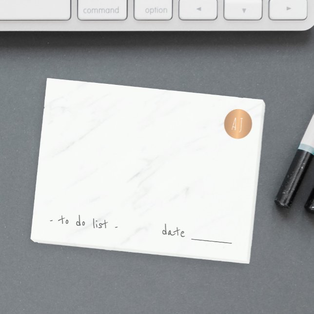 Mit Monogramm Kupferkreis aus weißem Marmor Post-it Klebezettel (Von Creator hochgeladen)