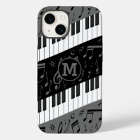 Mit Monogramm Kurven-Klaviertasten und Musiknoten