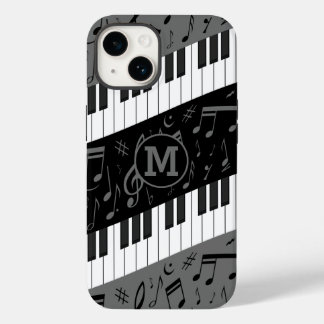 Mit Monogramm Kurven-Klaviertasten und Musiknoten Case-Mate iPhone 14 Hülle