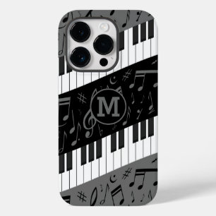 Mit Monogramm Kurven-Klaviertasten und Musiknoten Case-Mate iPhone 14 Pro Hülle