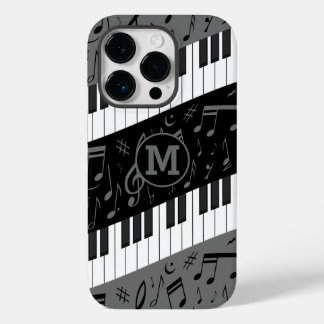 Mit Monogramm Kurven-Klaviertasten und Musiknoten Case-Mate iPhone 14 Pro Hülle
