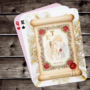 Mit Monogramm Küssen, Rose, Hochzeitscroll Spielkarten