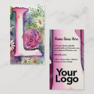 Mit Monogramm L-Floral-Rose-Logo von Watercolor Co Visitenkarte