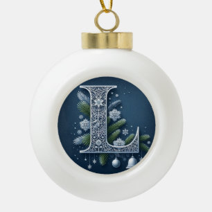 Mit Monogramm "L" Keramik Kugel-Ornament